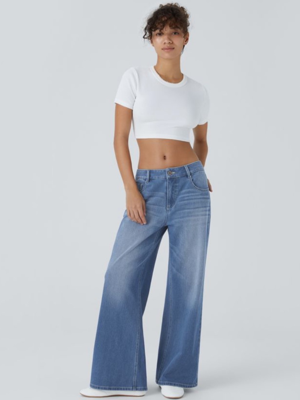 Halara Flex Low Rise Washed Baggy Wide Leg Casual Jeans